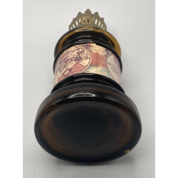 Mini Oil / Kerosene Amber Glass Lamp with Globe Graphics 5.25" Tall 2.75" @ Base - Picture 9 of 10